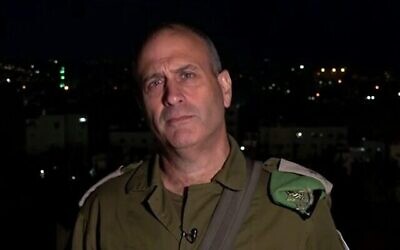 رئيس القيادة المركزية للجيش الإسرائيلي الميجر جنرال يهودا فوكس خلال مقابلة تلفزيونية في 28 فبراير 2023 (Screenshot: Channel 12; Used in accordance with Clause 27a of the Copyright Law)