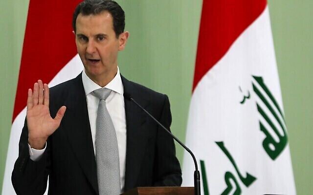 الرئيس السوري بشار الأسد يتحدث خلال مؤتمر صحفي مع رئيس الوزراء العراقي في دمشق، 16 يوليو 2023 (LOUAI BESHARA / AFP) الرئيس السوري بشار الأسد يتحدث خلال مؤتمر صحفي مع رئيس الوزراء العراقي في دمشق، 16 يوليو 2023 (LOUAI BESHARA / AFP)