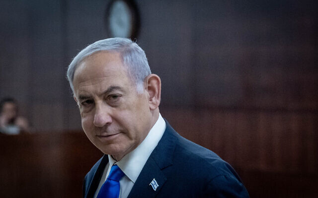 رئيس الوزراء بنيامين نتنياهو في الكنيست بالقدس، 27 نوفمبر، 2023. (Chaim Goldberg/FLASH90)