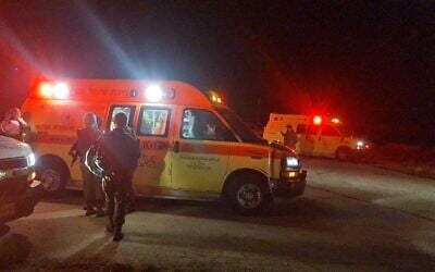 موقع إطلاق نار بالقرب من مستوطنة "إيتامار" في الضفة الغربية، 9 نوفمبر، 2023. (Magen David Adom)