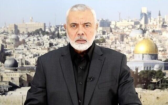 رئيس المكتب السياسي لحركة حماس، إسماعيل هنية، يلقي خطابا متلفزا في 13 ديسمبر، 2023. (Screenshot: X; used in accordance with Clause 27a of the Copyright Law) رئيس المكتب السياسي لحركة حماس، إسماعيل هنية، يلقي خطابا متلفزا في 13 ديسمبر، 2023. (Screenshot: X; used in accordance with Clause 27a of the Copyright Law)