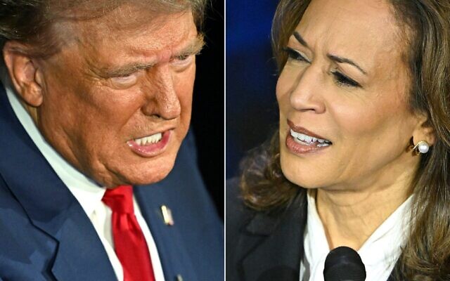 تُظهر هذه المجموعة المكونة من صورتين واللتين تم التقاطهما في 10 سبتمبر 2024 الرئيس الأمريكي السابق والمرشح الرئاسي الجمهوري دونالد ترامب (في الصورة من اليسار) ونائبة الرئيس الأمريكي والمرشحة الرئاسية الديمقراطية كامالا هاريس أثناء مشاركتهما في مناظرة رئاسية في قاعة National Constitution Center في فيلادلفيا بولاية بنسلفانيا. (Saul Loeb/AFP) تُظهر هذه المجموعة المكونة من صورتين واللتين تم التقاطهما في 10 سبتمبر 2024 الرئيس الأمريكي السابق والمرشح الرئاسي الجمهوري دونالد ترامب (في الصورة من اليسار) ونائبة الرئيس الأمريكي والمرشحة الرئاسية الديمقراطية كامالا هاريس أثناء مشاركتهما في مناظرة رئاسية في قاعة National Constitution Center في فيلادلفيا بولاية بنسلفانيا. (Saul Loeb/AFP)