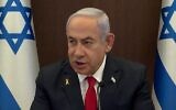رئيس الوزراء بنيامين نتنياهو يتحدث في اجتماع مجلس الوزراء الأسبوعي في 15 سبتمبر، 2024. (screen capture: GPO)