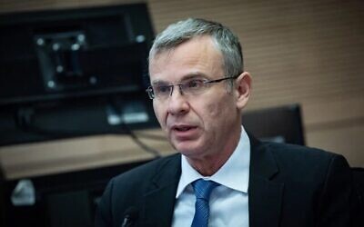 وزير العدل ياريف ليفين يحضر اجتماع لجنة الدستور والقانون والقضاء في الكنيست، 21 يناير، 2025. (Yonatan Sindel/Flash90)