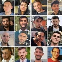 الرهائن الأربعة والعشرون الذين يفترض أنهم على قيد الحياة وما زالوا محتجزين لدى حماس: الصف العلوي، من اليسار: إلكانا بوحبوط، ماتان أنغريست، عيدان ألكسندر، أفيناتان أور، يوسف حاييم أوحانا، ألون أوهيل. الصف الثاني، من اليسار: إيفياتار دافيد، غاي غلبواع دلال، بيبين جوشي، روم براسلافسكي، زيف بيرمان، غالي بيرمان. الصف الثالث، من اليسار: عومري ميران، إيتان مور، سيغيف كالفون، نمرود كوهين، ماكسيم هركين، إيتان هورن. الصف السفلي، من اليسار: ماتان تسانغاوكر، بار كوبرشتين، دافيد كونيو، أرييل كونيو، تمير نمرودي، بينتا ناتابونج. (Hostages Families Forum)