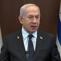 رئيس الوزراء بنيامين نتنياهو يتحدث في الاجتماع الأسبوعي لمجلس الوزراء، 30 مارس، 2025. (screenshot/GPO)
