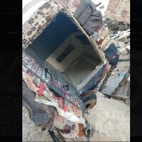 صورة للجزء الداخلي من العربة التي استُخدمت خلال عملية مزعومة للجيش الإسرائيلي. : (Twitter, used in accordance with clause 27a of the copyright law)