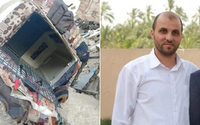 عربة قيل إن القوات الإسرائيلية استخدمتها في عملية للقوات الخاصة في خان يونس جنوب قطاع غزة (في الصورة على اليسار) وأحمد سرحان، قيادي في لجان المقاومة الشعبية الذي قُتل في العملية، 19 مايو 2025. (Social media: used in accordance with Clause 27a of the Copyright Law)