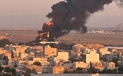 طائرة إيرانية للتزويد بالوقود تشتعل في مطار مشهد شمال شرق إيران عقب غارة إسرائيلية في 15 يونيو 2025. (Social media: used in accordance with Clause 27a of the Copyright Law)
