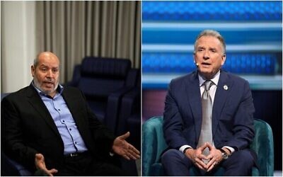 (من اليسار إلى اليمين) خليل الحية، كبير مفاوضي حماس، والمبعوث الأمريكي الخاص ستيف ويتكوف. (Collage/AP)