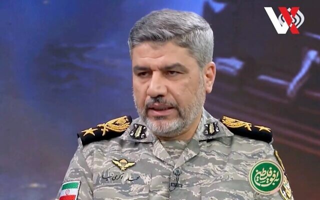 لقطة شاشة من فيديو للمتحدث العسكري الإيراني العميد محمد أكرمينيا، يناير 2026. (YouTube; used in accordance with Clause 27a of the Copyright Law) لقطة شاشة من فيديو للمتحدث العسكري الإيراني العميد محمد أكرمينيا، يناير 2026. (YouTube; used in accordance with Clause 27a of the Copyright Law)