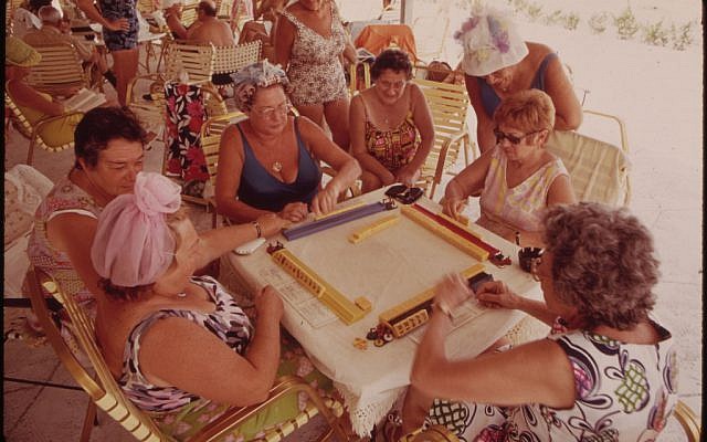 Playing "Mah-Jong" at the Clubhouse of the Century Village Retirement Community (photo credit: Flip Schulke)