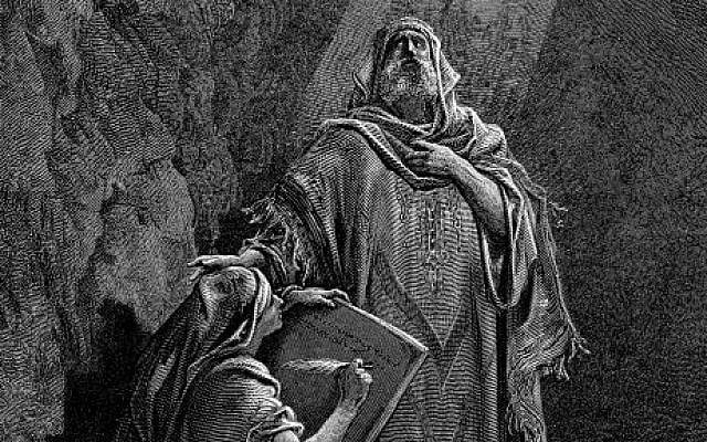 Jeremiah dictates his prophecy to Baruch. Illustration by Gustave Doré (Wikimedia Commons)