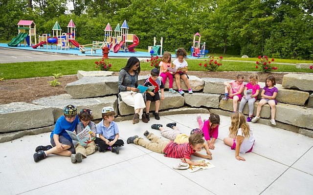 Illustrative: American Jewish day school students studying outside. (Courtesy of Hillel Day School/JTA)