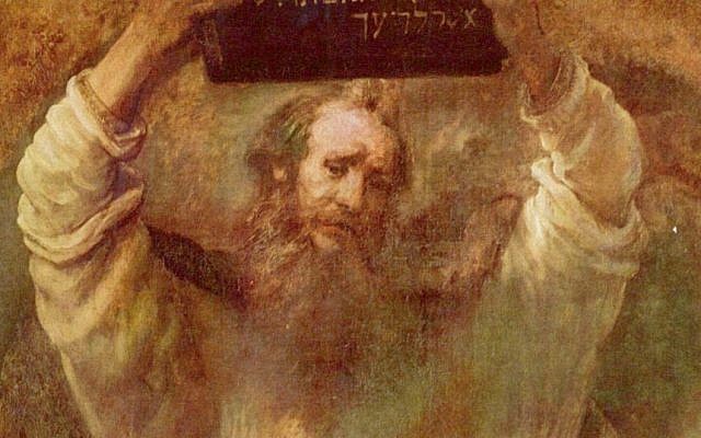 Moses Breaking the Tables of the Law (1659) by Rembrandt. (Wikipedia)