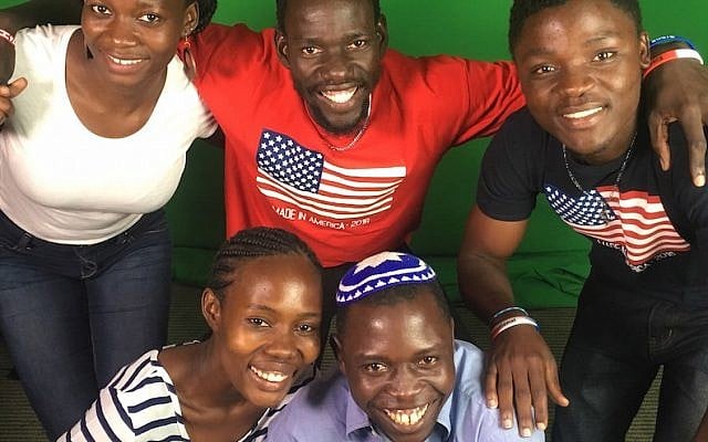 Clockwise from top left: Sarah Nabaggala, Yonatan Loukato, Samuel Matiya Kigondere, Yoash Mayende and Shoshana Nambi were among 13 Ugandan Jews who worked as staff members at Reform Jewish summer camps in the United States. (Jill Peltzman for the URJ/via JTA)