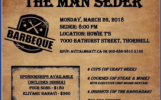 Publicizing the Man Seder in Thornhill, Ontario. (via Facebook)