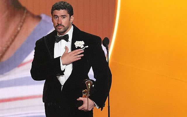 Bad Bunny accepts the award for album of the year for "Debí Tirar Más Fotos" during the 68th annual Grammy Awards on Sunday, Feb. 1, 2026, in Los Angeles
