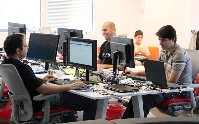 Start-up workers at a Herzliya accelerator (Photo credit: Courtesy)