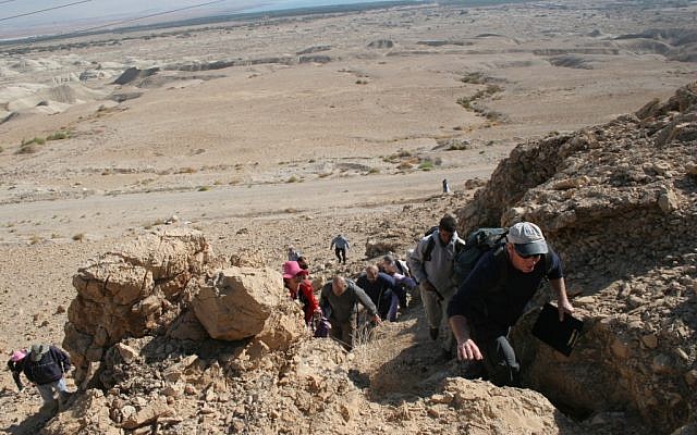 Hiking along the Qumran trail (photo credit: Shmuel Bar-Am)