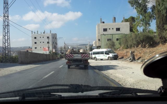 Driving in an Arab village in the Shomron