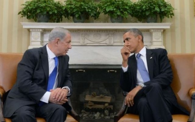 President Barack Obama and Prime Minister Benjamin Netanyahu hold a meeting in the Oval Office of the White House in Washington, DC, September 30, 2013. (Photo credit: Kobi Gideon/GPO/Flash90)