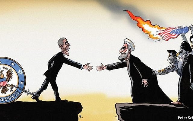 A cartoon published in The Economist portrays US President Barack Obama shackled to a Jewish-controlled Congress. A cartoon published in The Economist portrays US President Barack Obama shackled to a Jewish-controlled Congress.