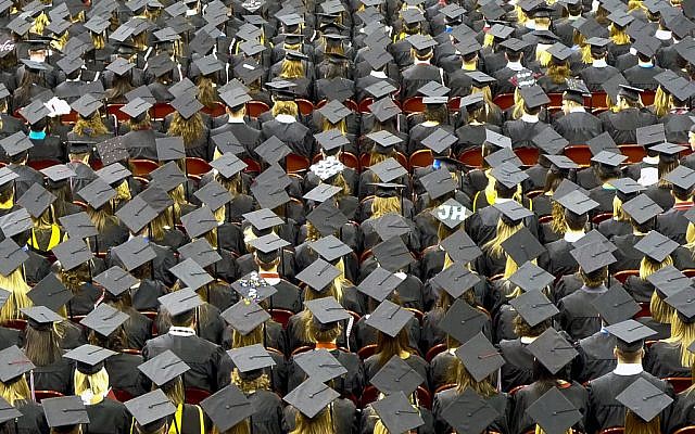 Illustrative photo of a college graduation ceremony. (photo credit: CC BY John Walker/Flickr)