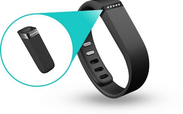 The Fitbit bracelet sensor records vital signs and exercise information (Photo credit: Courtesy)