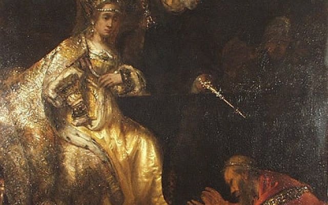 Illustrative: Haman Begging the Mercy of Esther, by Rembrandt.