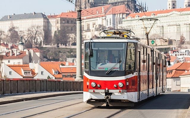 Illustrative photo of a light-rail train in Prague. (Photo credit: Prague tram image via Shutterstock)