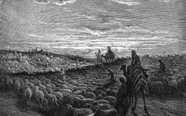 Abram Journeying into the Land of Canaan (engraving by Gustave Doré from the 1865 La Sainte Bible) Abram Journeying into the Land of Canaan (engraving by Gustave Doré from the 1865 La Sainte Bible)