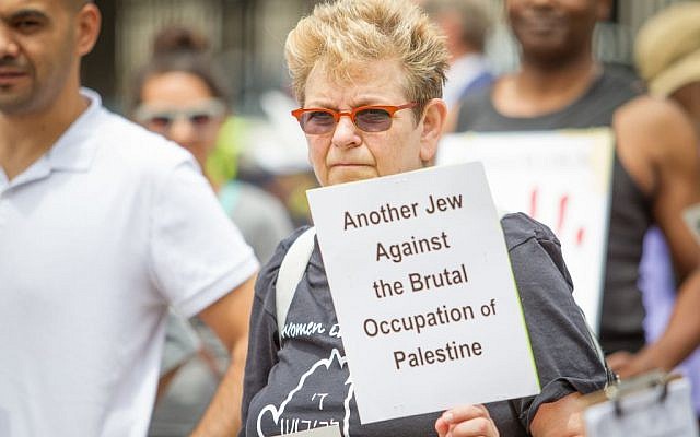 Jewish Voice for Peace members during a July 19, 2014 anti-Israel gathering in Boston. JVP has funded and advised Students for Justice in Palestine chapters for many years. (Elan Kawesch/The Times of Israel) Jewish Voice for Peace members during a July 19, 2014 anti-Israel gathering in Boston. JVP has funded and advised Students for Justice in Palestine chapters for many years. (Elan Kawesch/The Times of Israel)
