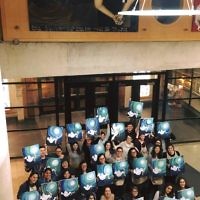 The group photo we took under the controversial  'Palestinian Roots' mural