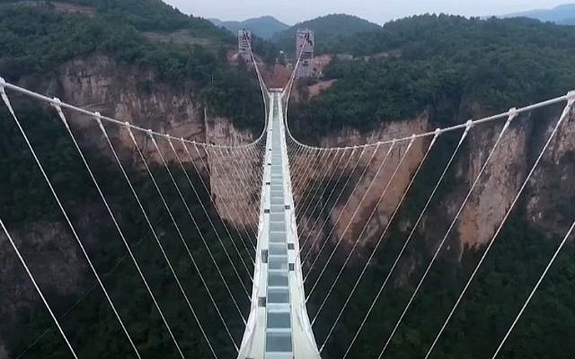 China's Zhangjiajie Grand Canyon bridge (YouTube screenshot)