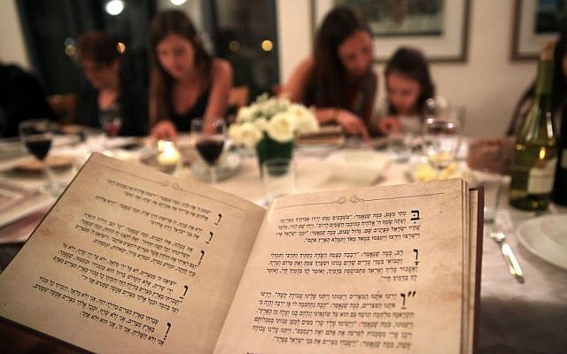 Illustrative: An Israeli family seen during the Passover seder meal on the first night of the eight-day long Jewish holiday, in Tzur Hadassah, on April 22, 2016. (Nati Shohat/ Flash 90) Illustrative: An Israeli family seen during the Passover seder meal on the first night of the eight-day long Jewish holiday, in Tzur Hadassah, on April 22, 2016. (Nati Shohat/ Flash 90)
