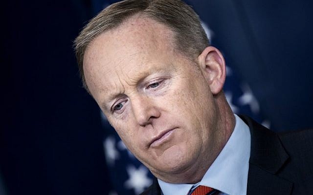 White House Press Secretary Sean Spicer listens to a question during a briefing at the White House April 11, 2017 in Washington, DC. (AFP/ Brendan Smialowski)