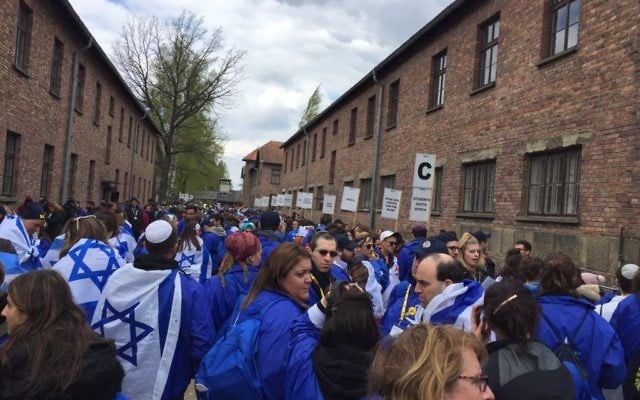 Participants on March of the Living at Auschwitz
