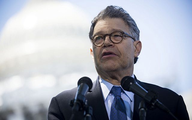 Sen. Al Franken speaking outside the Capitol, June 9, 2016. (Gabriella Demczuk/Getty Images)