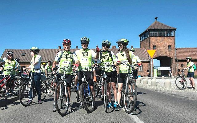 At Auschwitz, Ride For the Living, 2015 (Via Krakow JCC)