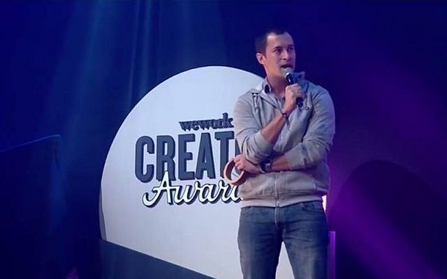 Receiving the Community Giver Award at the 2017 WeWork Creator Awards in Tel Aviv. Credit: Assaf Luxembourg Receiving the Community Giver Award at the 2017 WeWork Creator Awards in Tel Aviv. Credit: Assaf Luxembourg