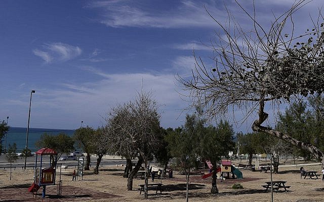 Illustrative: A playground by the beach in Jaffa on March 6, 2016. (Tomer Neuberg/Flash90)