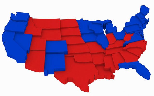 Illustrative: Red and blue states, US presidential elections 2012. (via iStock)
