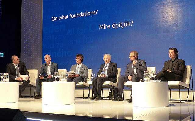 From left to rightː Tallai Gábor, Balog Zoltán, Diego Fusaro, Jerzy Snopek, Aleksander Stępkowski, David Johannes Engels. The Future of Europe. V4 Connects. International conference, held on the 23rd and 24th of May, 2018, Várkert Bazár, Budapest, Central Europe. (Wikipedia CC BY 4.0) From left to rightː Tallai Gábor, Balog Zoltán, Diego Fusaro, Jerzy Snopek, Aleksander Stępkowski, David Johannes Engels. The Future of Europe. V4 Connects. International conference, held on the 23rd and 24th of May, 2018, Várkert Bazár, Budapest, Central Europe. (Wikipedia CC BY 4.0)