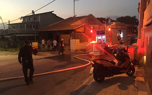 United Hatzalah on the scene of the first rocket that fell last night in Sderot.