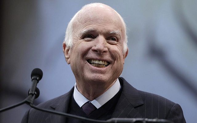 Senator John McCain (Republican-Arizona) receives the Liberty Medal from the National Constitution Center in Philadelphia, Monday, Oct. 16, 2017. (AP Photo/Matt Rourke)