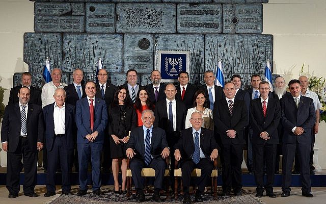The thirty-fourth government of Israel at its initial formation together with President Rivlin, May 2015.