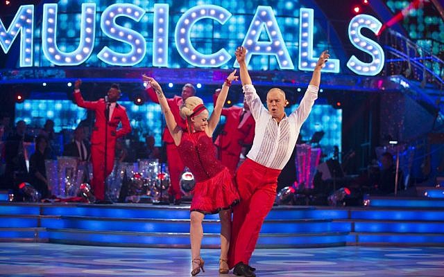 Oksana Platero and Judge Robert Rinder during the live show of BBC1 show, Strictly Come Dancing, as Judge Rinder shuffled out of Strictly Come Dancing after losing a dance off with sports presenter rival Ore Oduba.  (Photo credit: Guy Levy/BBC/PA via Jewish News)