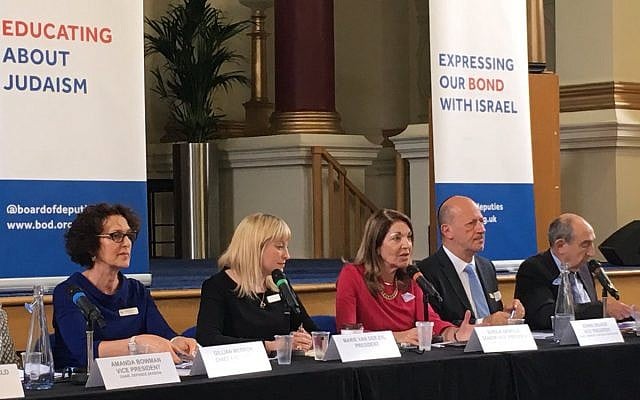 A Board of Deputies plenary, with President Marie van der Zyl (second left), newly-elected earlier this year.