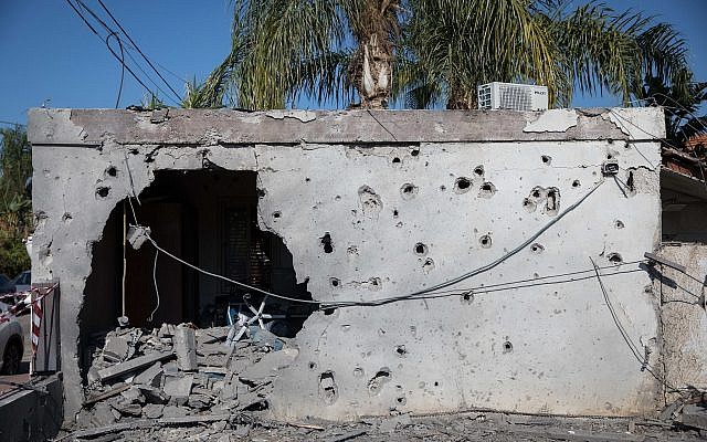 The scene where a house was hit by a rocket fired from the Gaza Strip in the southern Israeli city of Ashkelon, on November 13, 2018. Photo by: JINIPIX via Jewish News The scene where a house was hit by a rocket fired from the Gaza Strip in the southern Israeli city of Ashkelon, on November 13, 2018. Photo by: JINIPIX via Jewish News